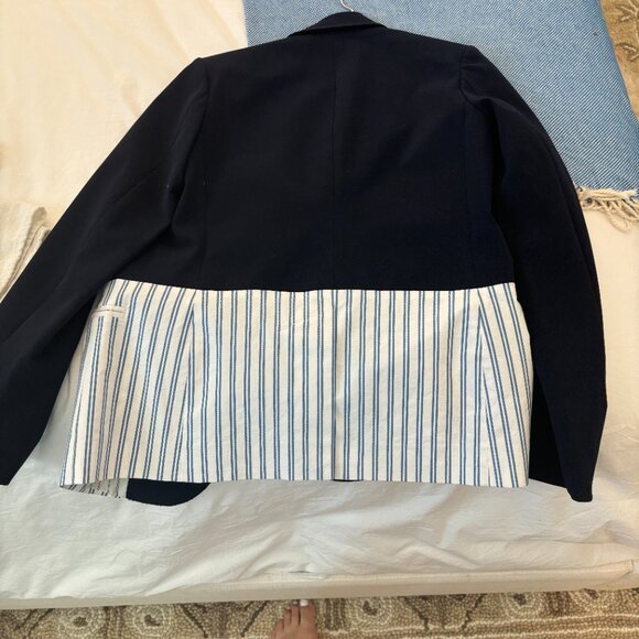 Tanya Taylor NWOT Navy Blazer with colorblocking white with blue stripes - Picture 3 of 6